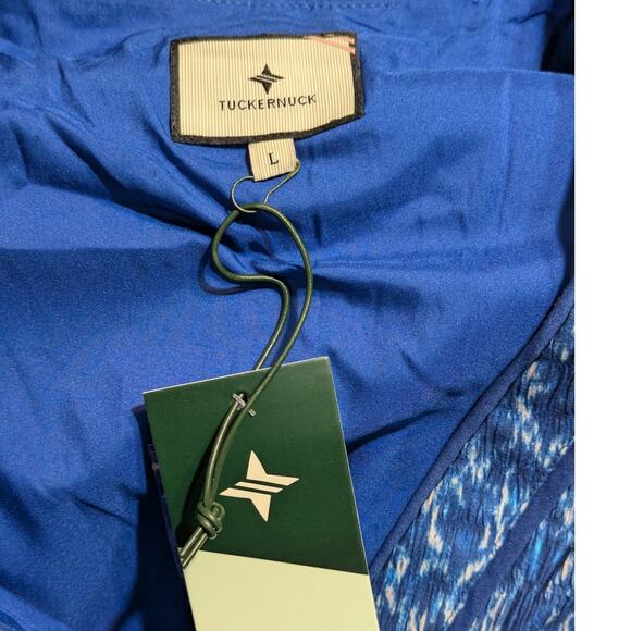 Tuckernuck Seaport Blue Dana Midi Dress Short Sleeves Pockets V-Neck, Large (L) - Picture 8 of 12